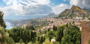 Panoramic view of Taormina on Sicily